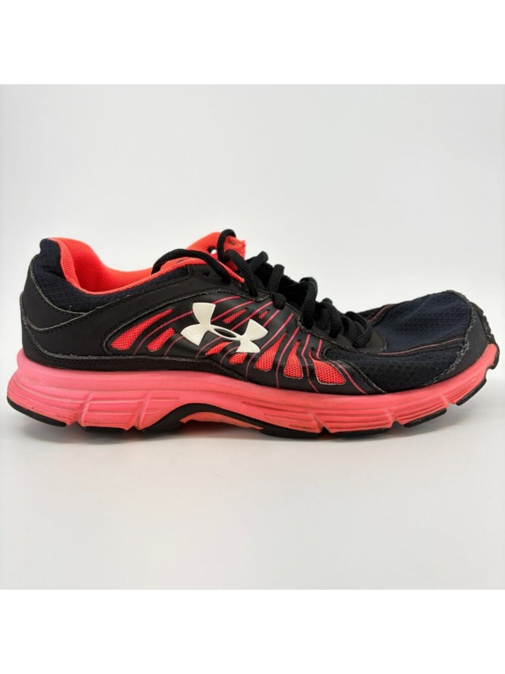 Under Armour Dash RN Womens Size 9.5 Black Pink Athletic Running Shoes Sneakers